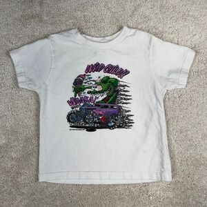 Rat Fink Ed Roth Wild Child Hot Rod Graphic T-Shirt Kids Size 4 White 2007